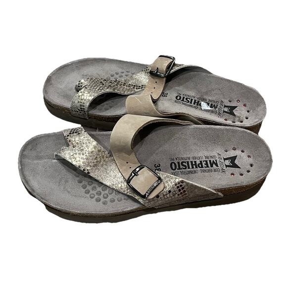 Mephisto Air-Relax Gray Python Strap Buckle Women's Sandals Size 38 - Picture 1 of 5